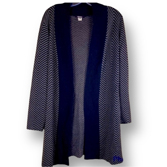 KERISMA Cashmere Blend Chevron Pattern Knit Open Front Cardigan Size L - Picture 5 of 10